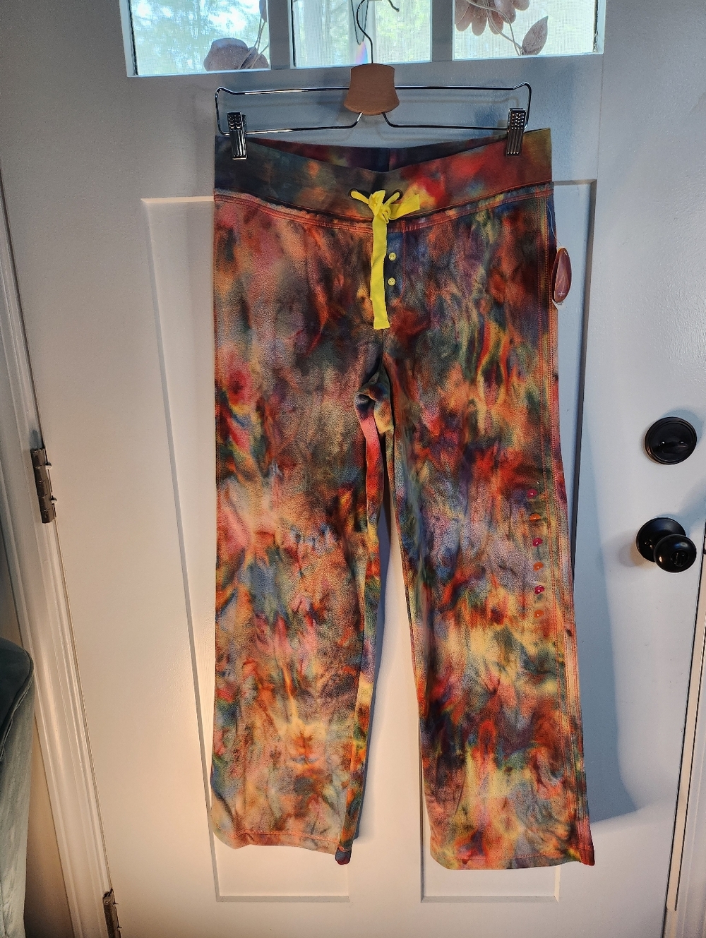 Jennifer Moore Multicolor Tie-Dye Track Pants with Yellow Drawstring